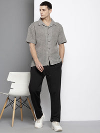 The Indian Garage Co Men Textured Open Weave Knitted Relaxed Fit Shirt