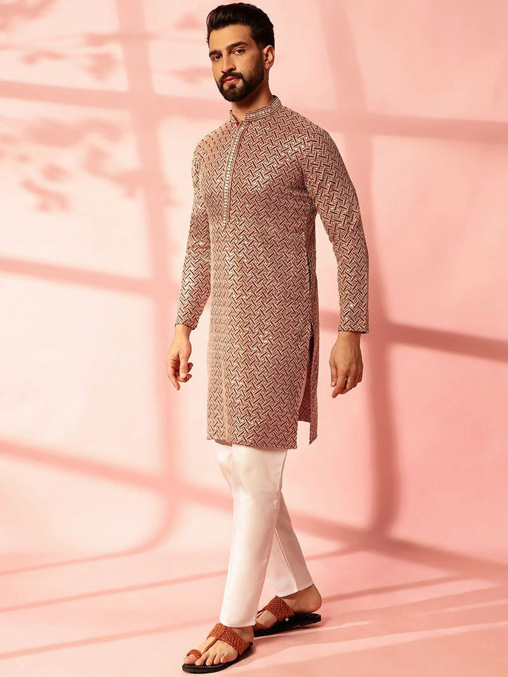 Anouk Men Embroidered Regular Thread Work Pure Cotton Kurta with Pyjamas