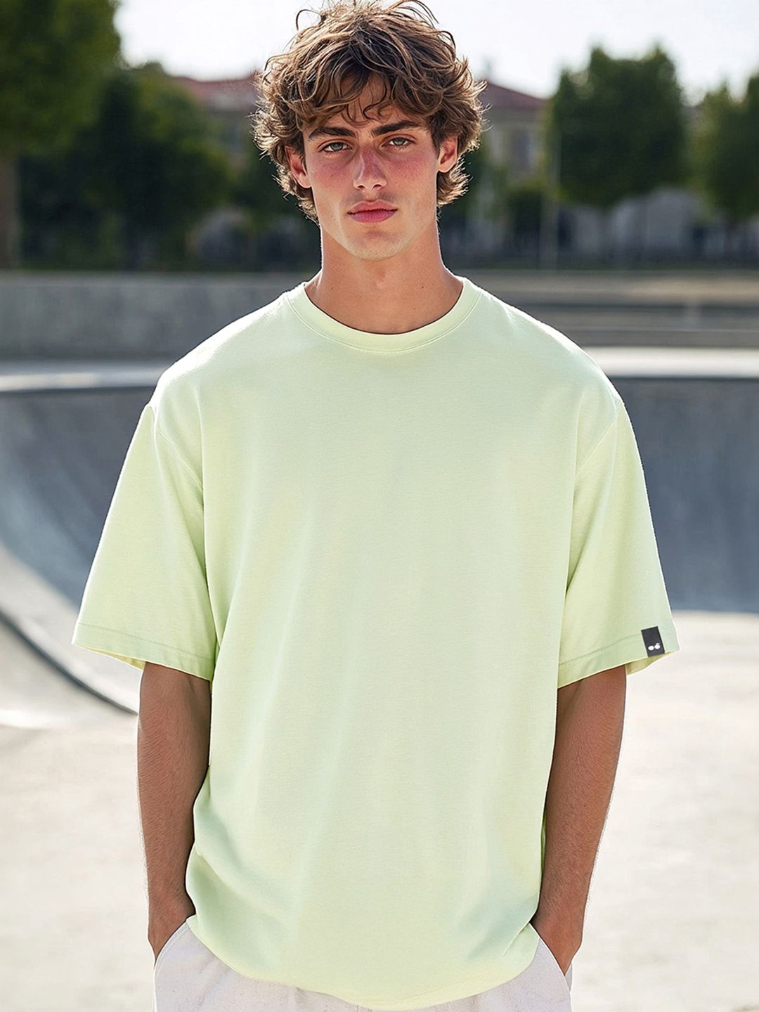 Bewakoof Drop-Shoulder Sleeves Oversized Cotton T-shirt