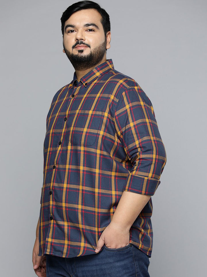 DENNISON Men Plus Size Smart Checked Casual Shirt