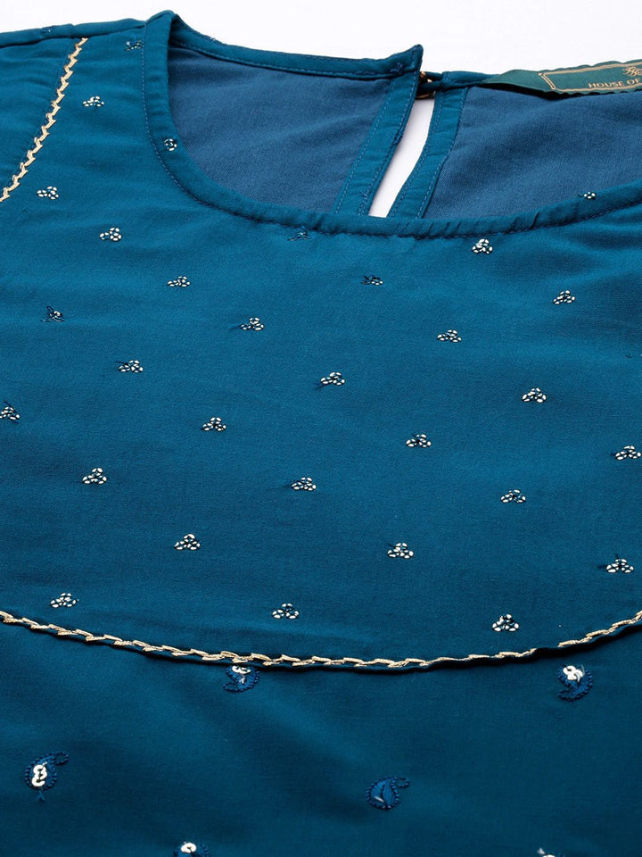 House of Pataudi Embellished Sequined Straight Jashn Kurta