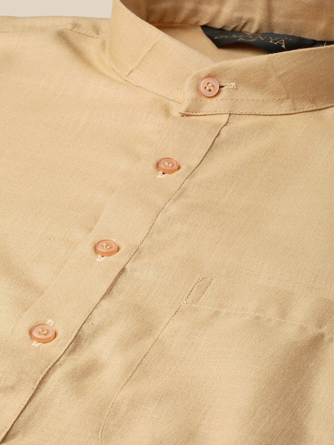 SOJANYA Mandarin Collar Long Sleeves Silk Cotton Kurta