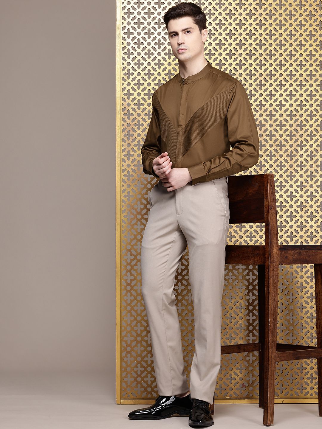 House of Pataudi Pure Cotton Pleated Party Shirt