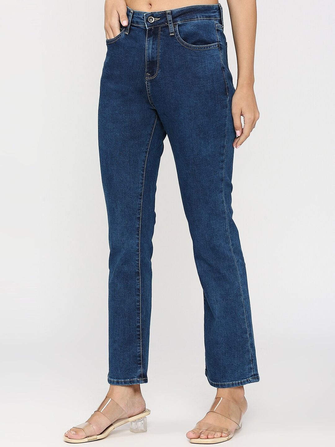 SPYKAR Women Mid-Rise Dark Shade No Fade Elissa Bootcut Non stretchable Jeans