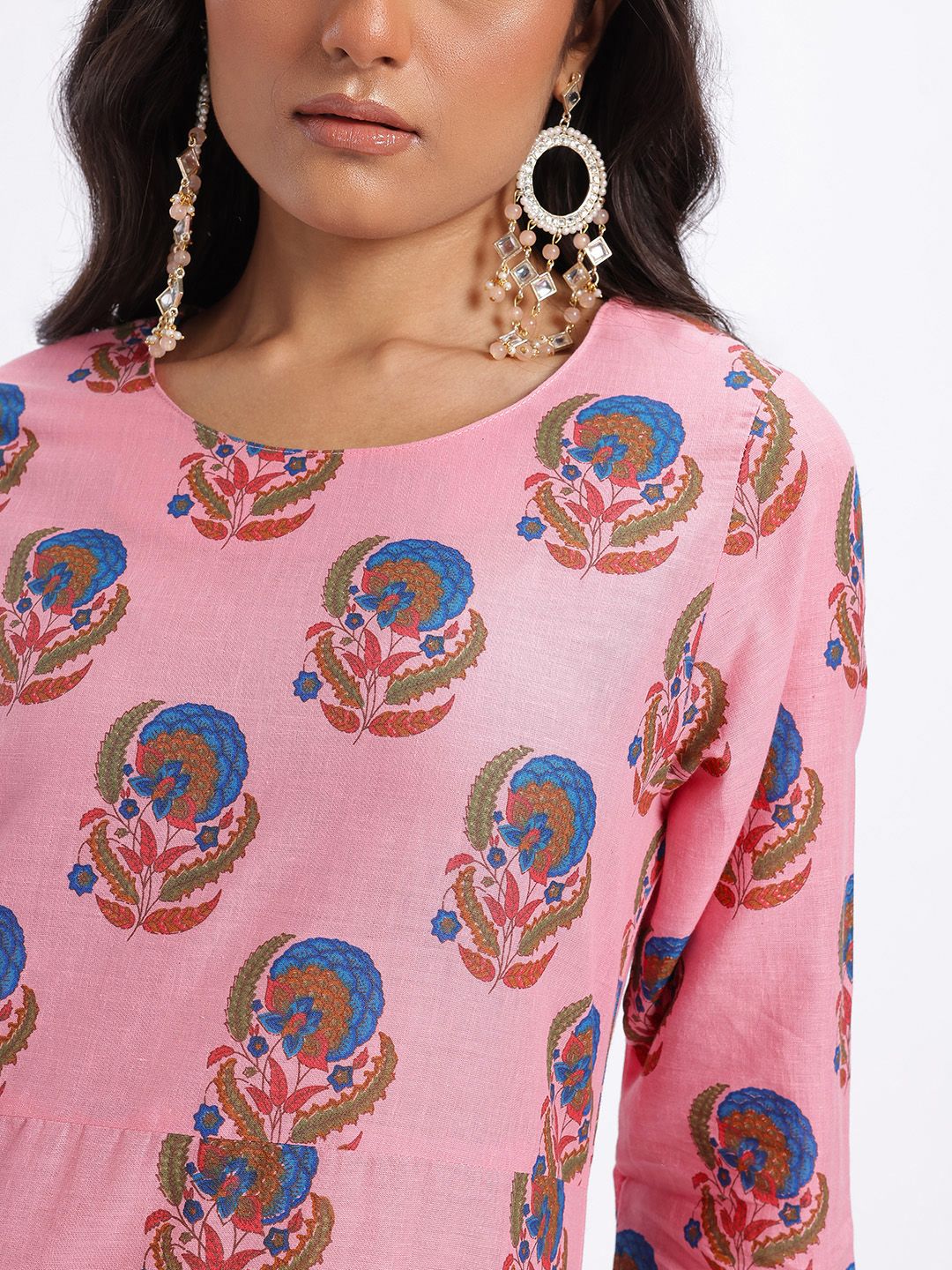 Anouk Floral Printed Pure Cotton Kurta with Trousers & Dupatta
