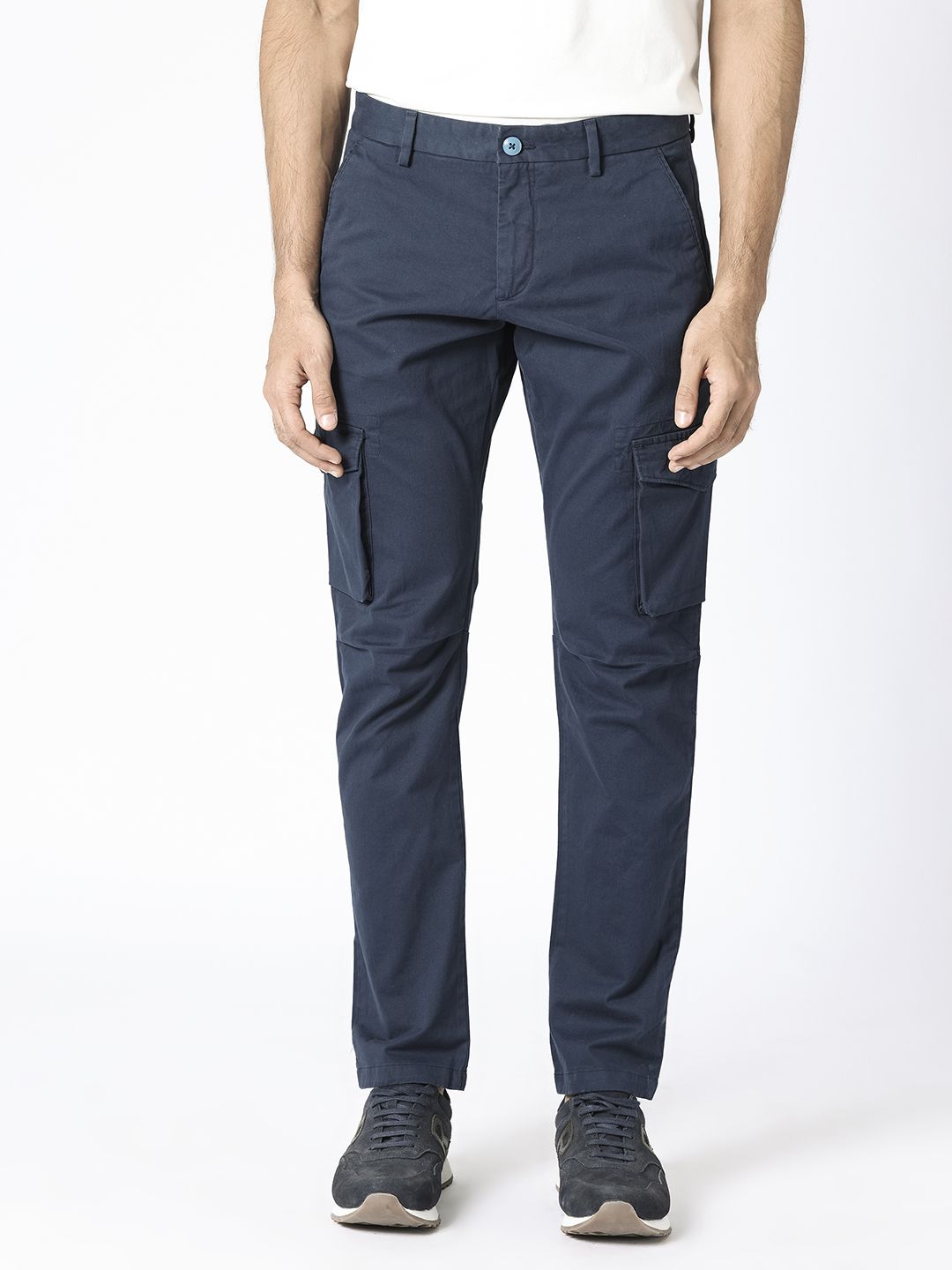 RARE RABBIT Men Celu Mid-Rise Slim Fit Cotton Cargo Trouser
