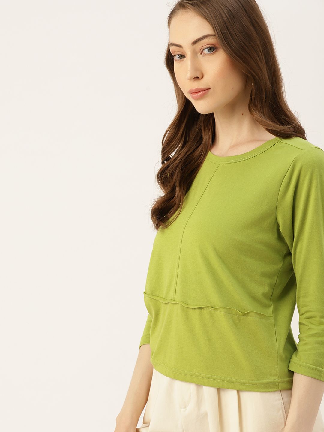 DressBerry Women Green Solid T-shirt