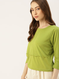 DressBerry Women Green Solid T-shirt