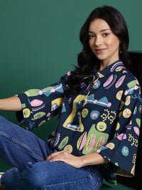 DressBerry Printed Flared Sleeve Pure Cotton Top