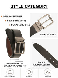 Teakwood Leathers Men Textured Leather Reversible Formal Belt