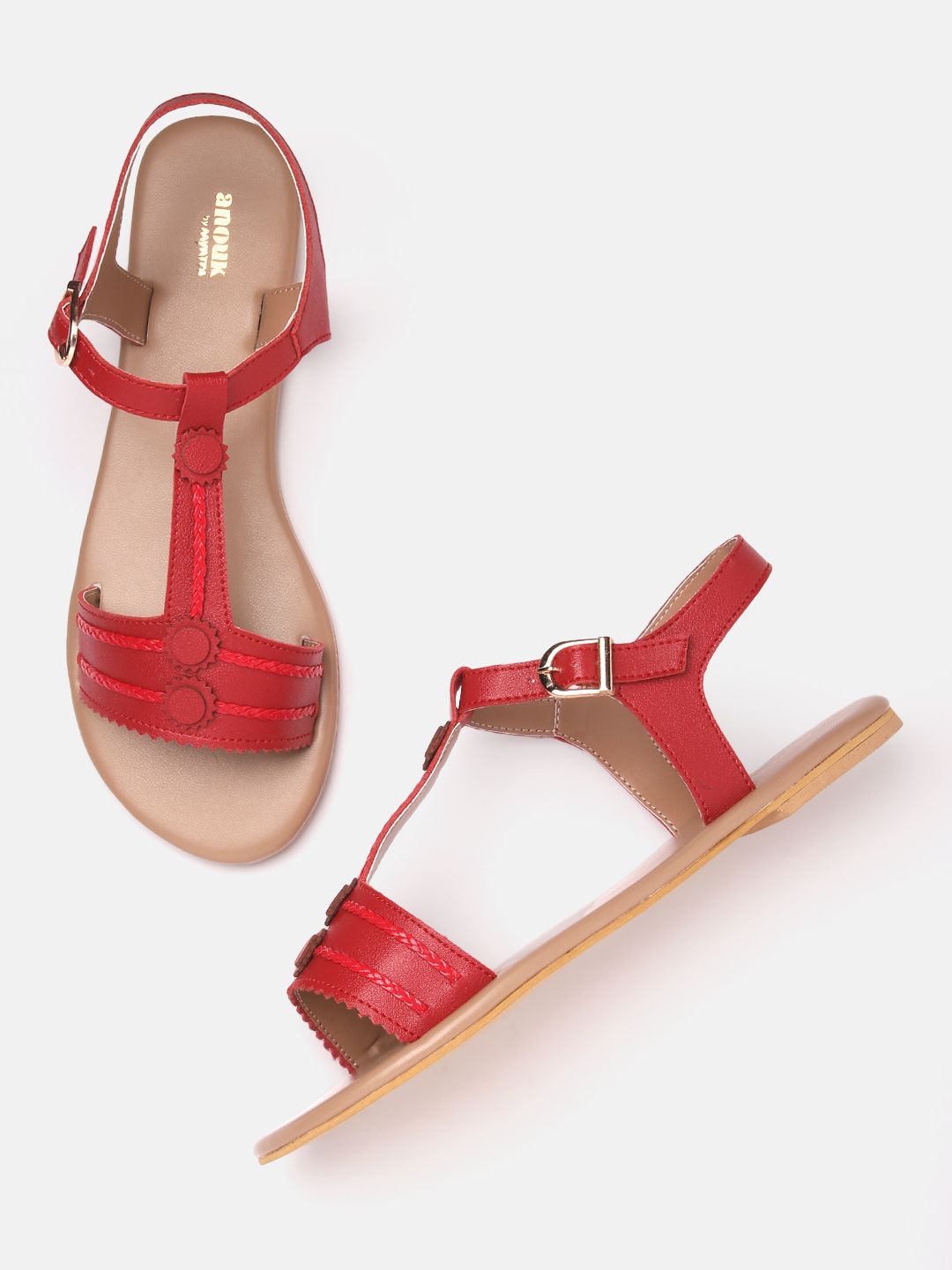 Anouk Women Braided Detail Handcrafted Ethnic Open Toe Flats