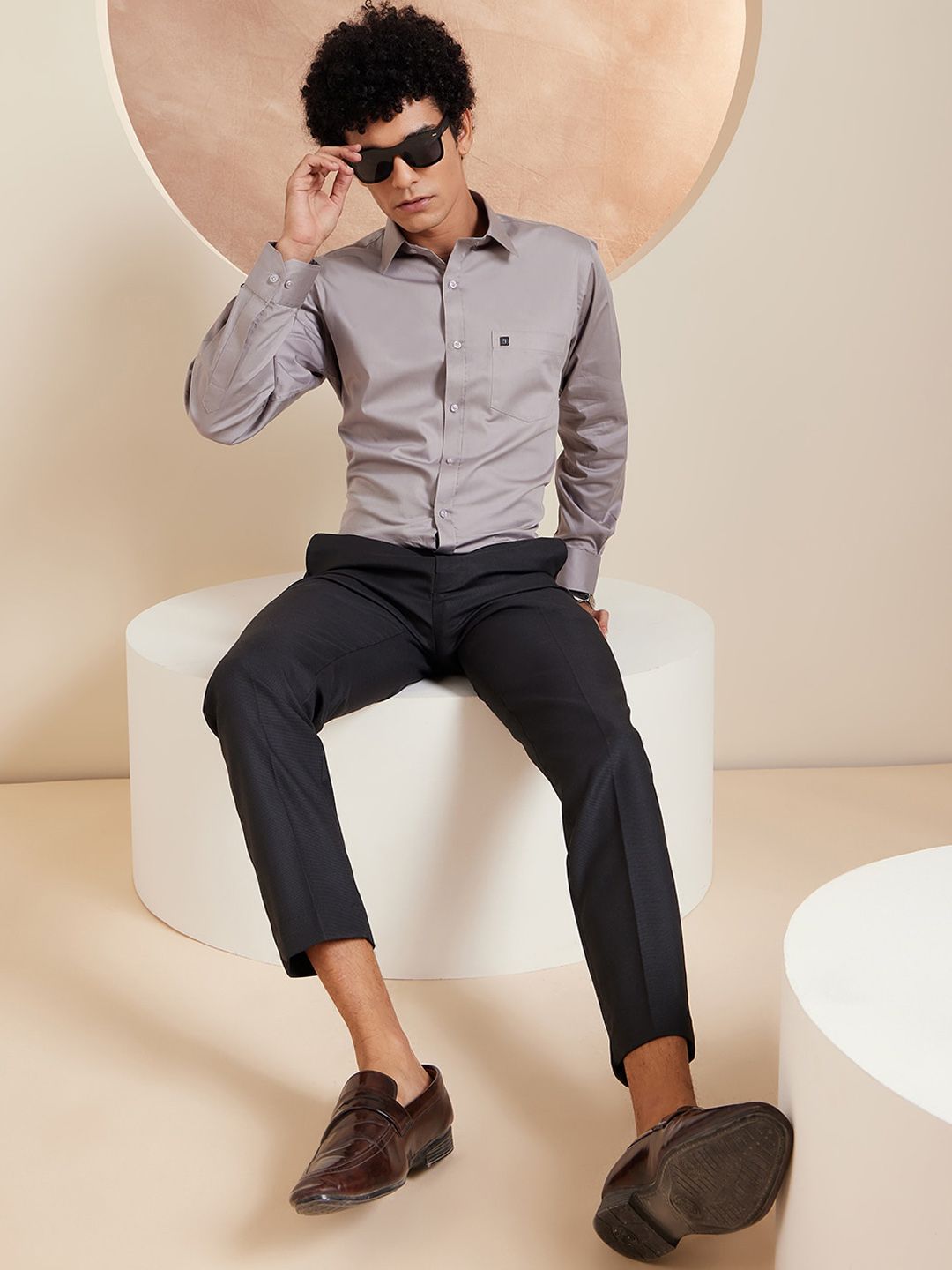 DENNISON Men Smart Tapered Fit Easy Wash Trousers