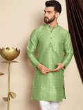 Anouk Striped Mandarin Collar Long Sleeves Thread Work Kurta
