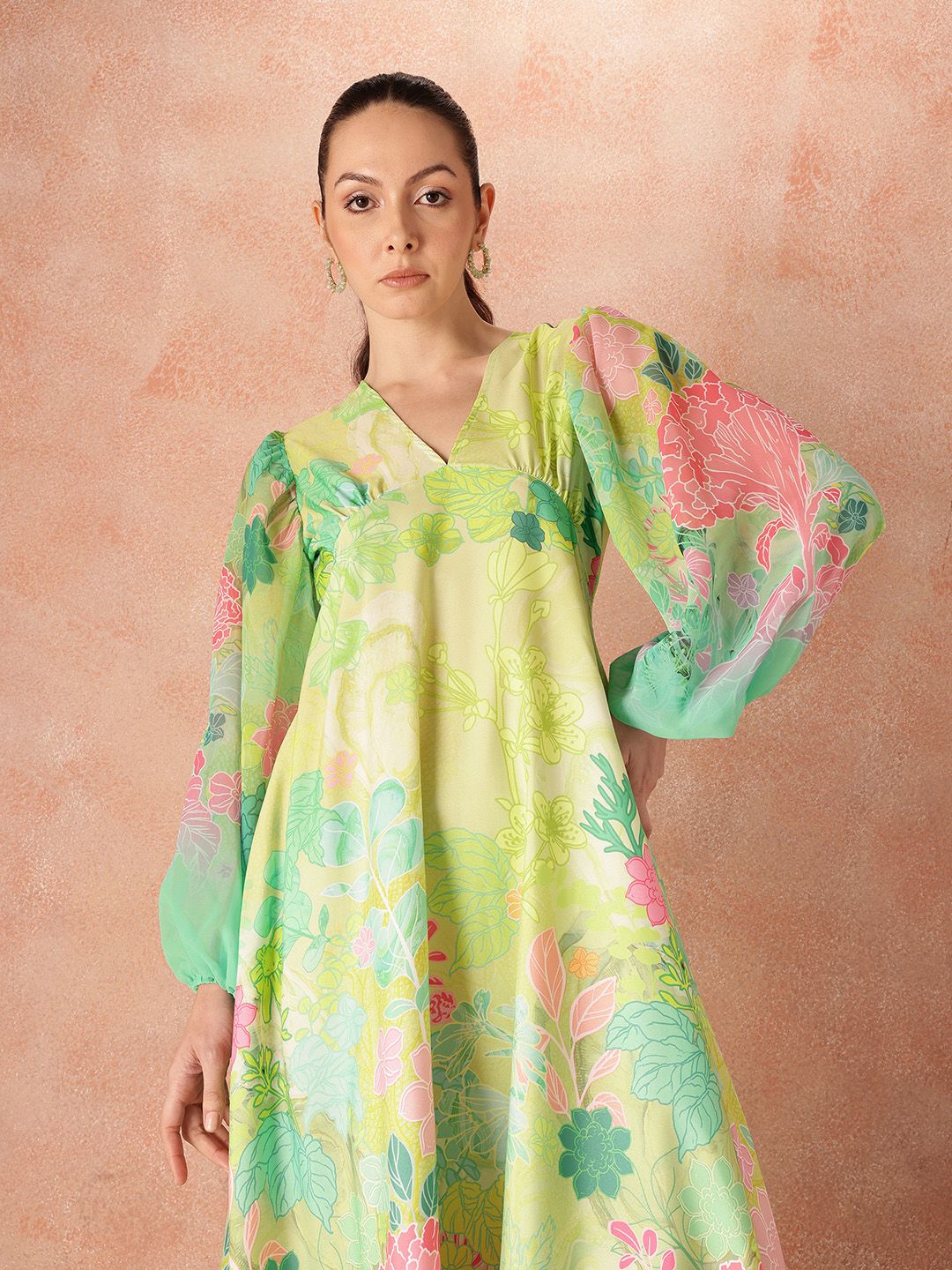 all about you Floral Printed Empire Dress