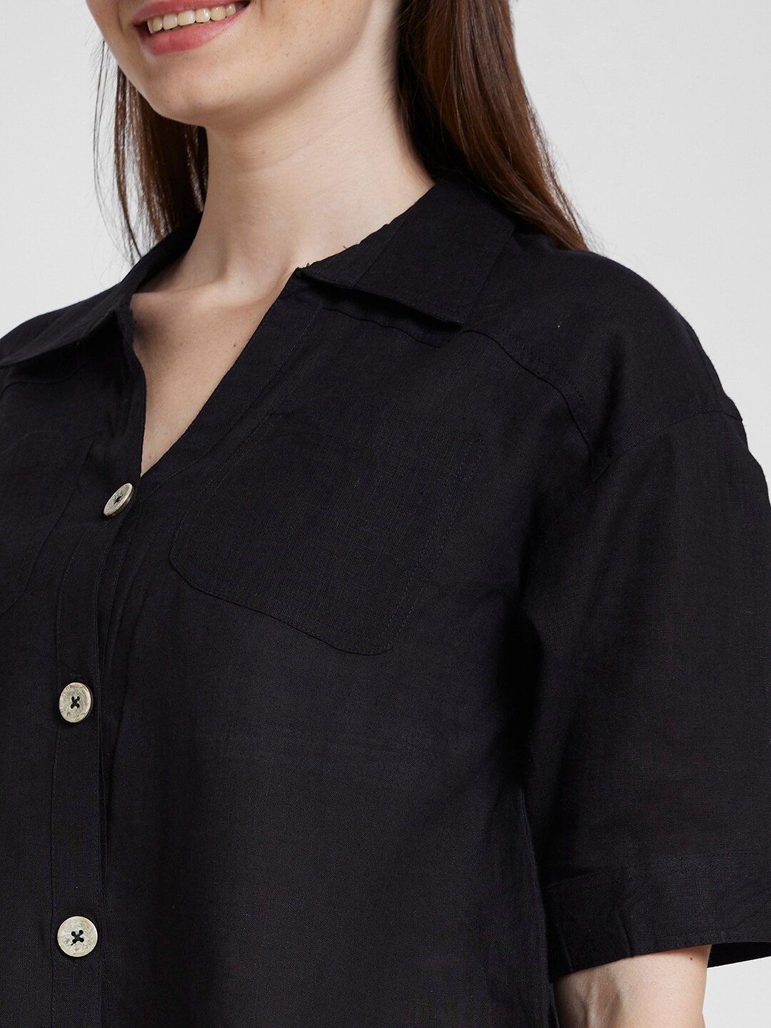 SPYKAR Classic Spread Collar Opaque Slim Fit Linen Casual Shirt