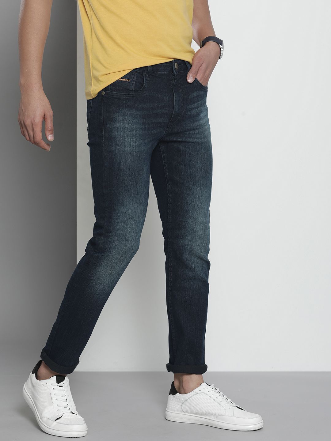 The Indian Garage Co Men Skinny Fit Light Fade Stretchable Jeans