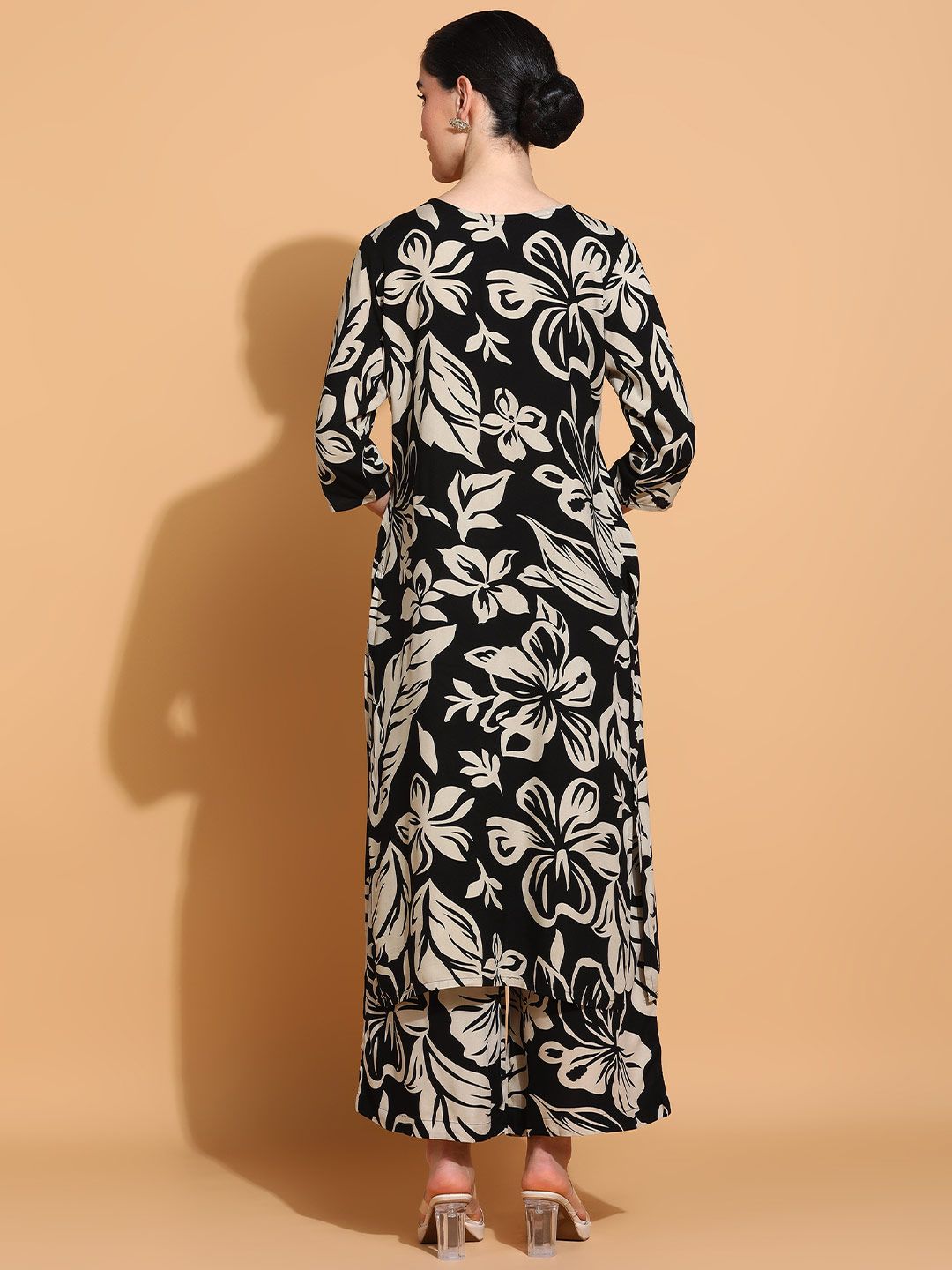 KALINI Floral Printed V-Neck Tunic with Palazzo Co-Ords