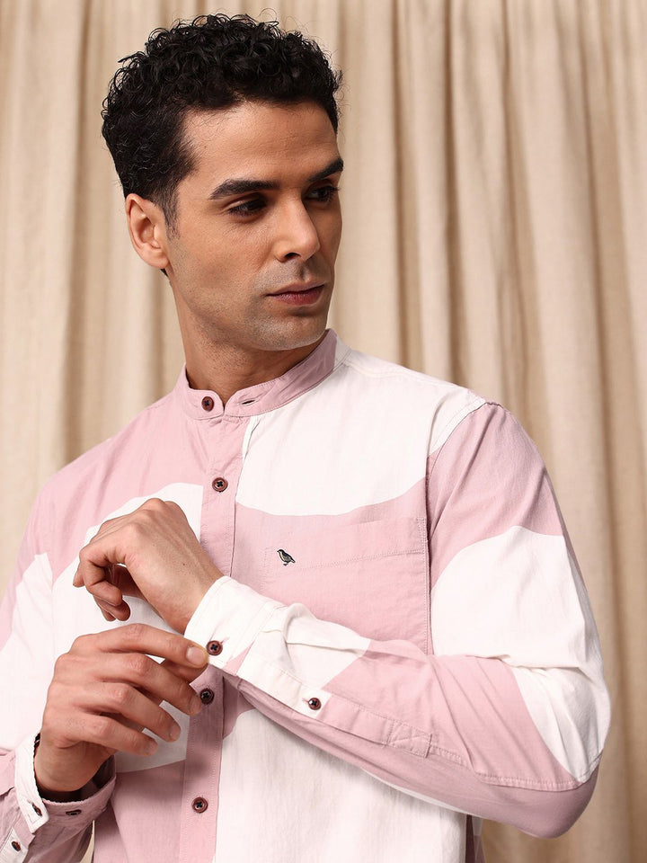 Mr Bowerbird Tailored Fit Geometric Printed Pure Cotton Casual Shirt