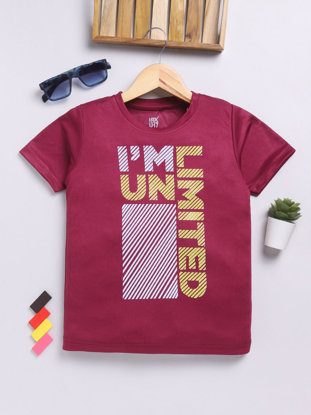 HRX by Hrithik Roshan Boys Typography Printed Rapid-Dry T-shirt