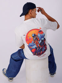 The Indian Garage Co Men Back Printed Boxy Oversized Round Neck Pure Cotton T-shirt