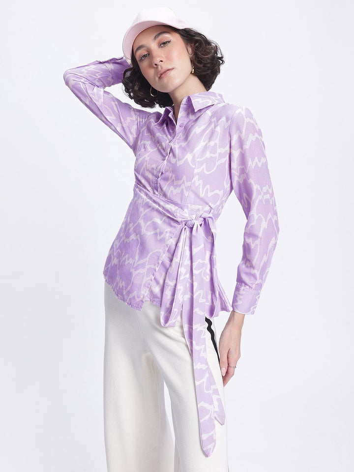 DressBerry Artsy Aura Printed Wrap Top