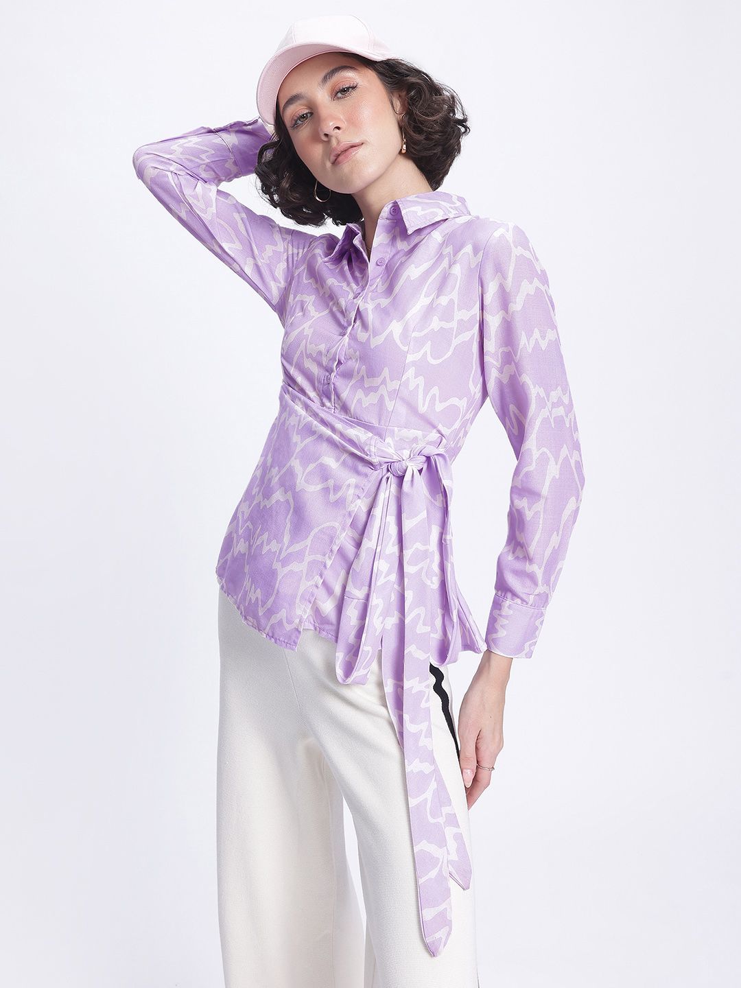 DressBerry Artsy Aura Printed Wrap Top
