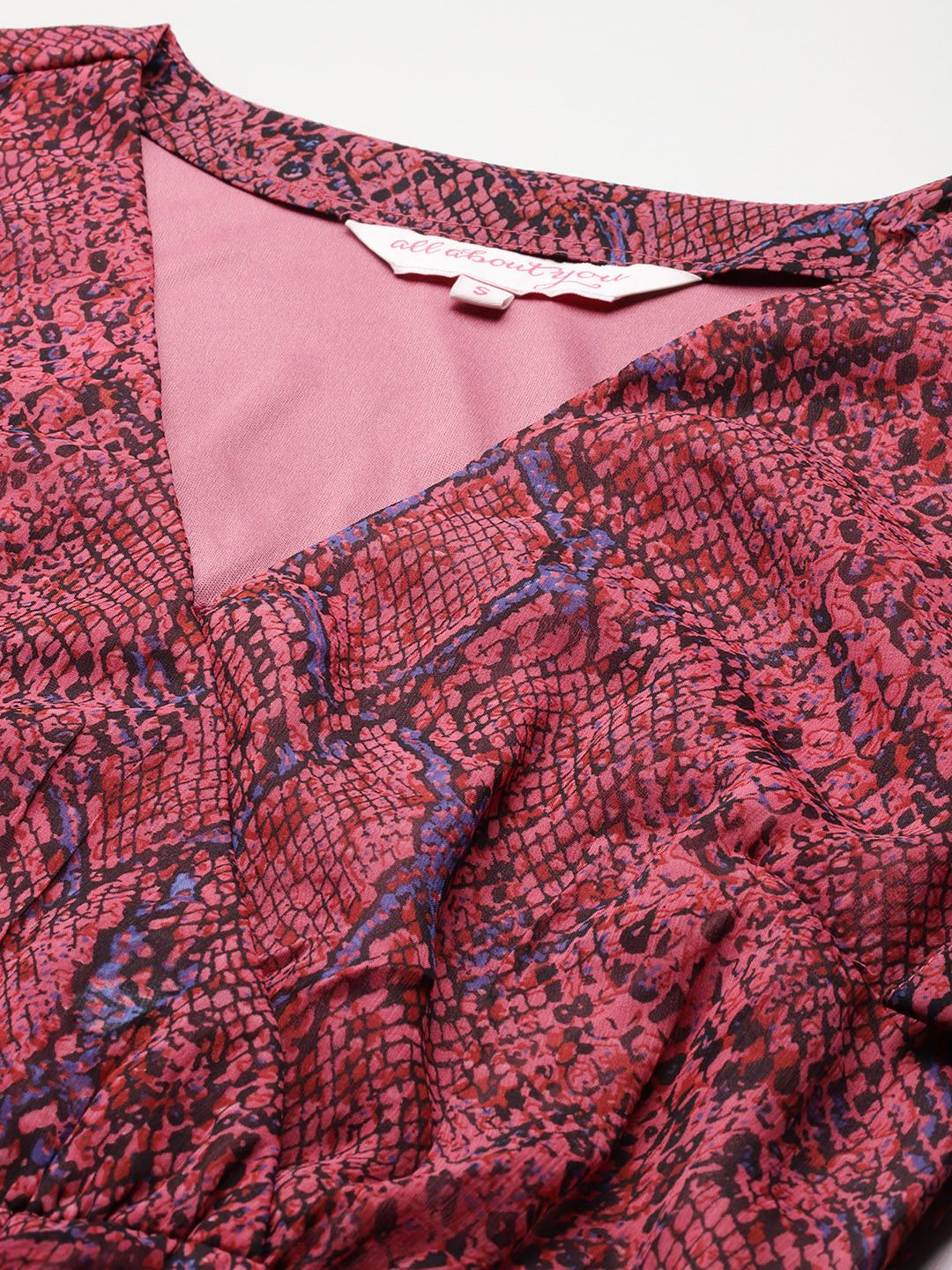 all about you Animal Print Midi Wrap Dress with Belt
