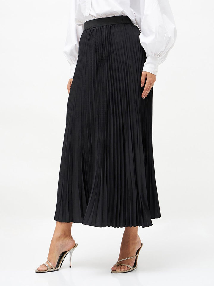 SASSAFRAS Black Accordion Pleated Maxi Flared Skirt
