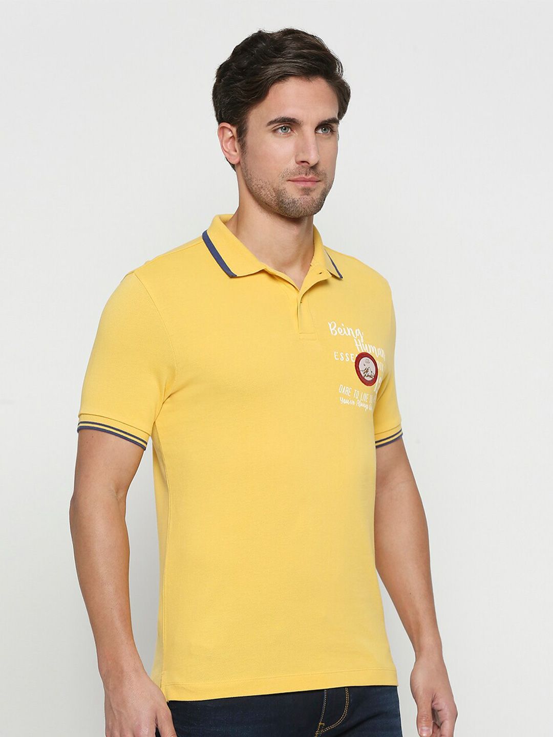 Being Human Typography Printed Polo Collar T-shirt
