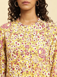 W Floral Print Puff Sleeve Maxi Dress