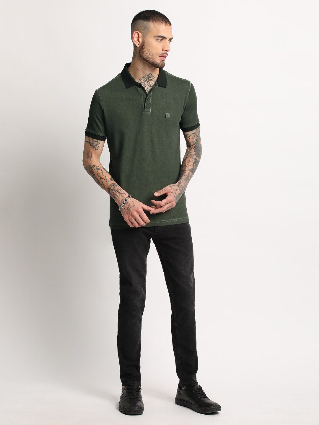 THE BEAR HOUSE Polo Collar Slim Fit Pure Cotton T-shirt