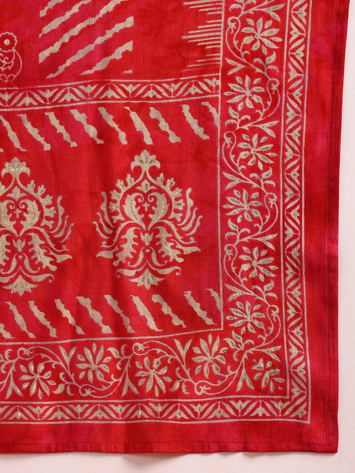 KALINI Ethnic Motifs Embroidered Round Neck Straight Kurta with Trousers & With Dupatta