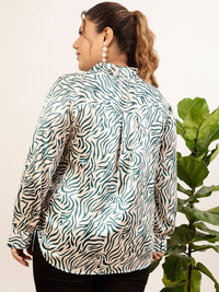 CURVY STREET Plus Size Beige Relaxed Abstract Printed Casual Shirt