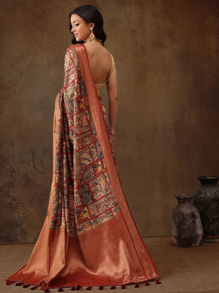 Silk Land Kanjeewaram Art Silk Zari Woven Digital Print saree