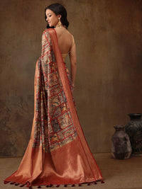 Silk Land Kanjeewaram Art Silk Zari Woven Digital Print saree