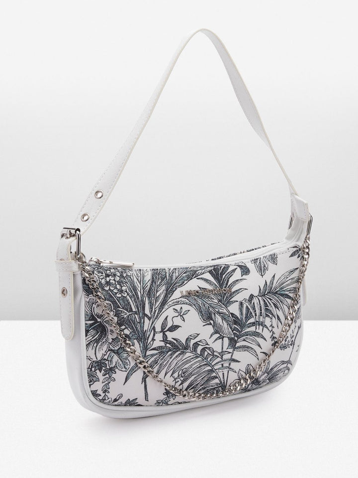 Lino Perros Floral Printed Structured Shoulder Bag With Chain Detail