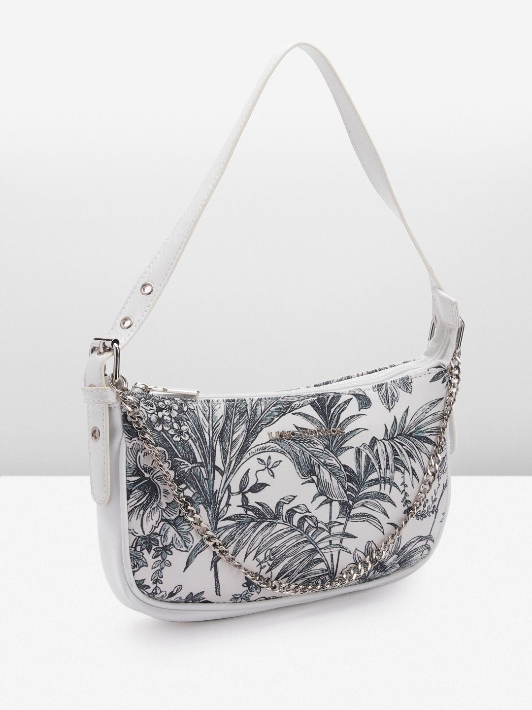 Lino Perros Floral Printed Structured Shoulder Bag With Chain Detail