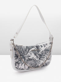 Lino Perros Floral Printed Structured Shoulder Bag With Chain Detail