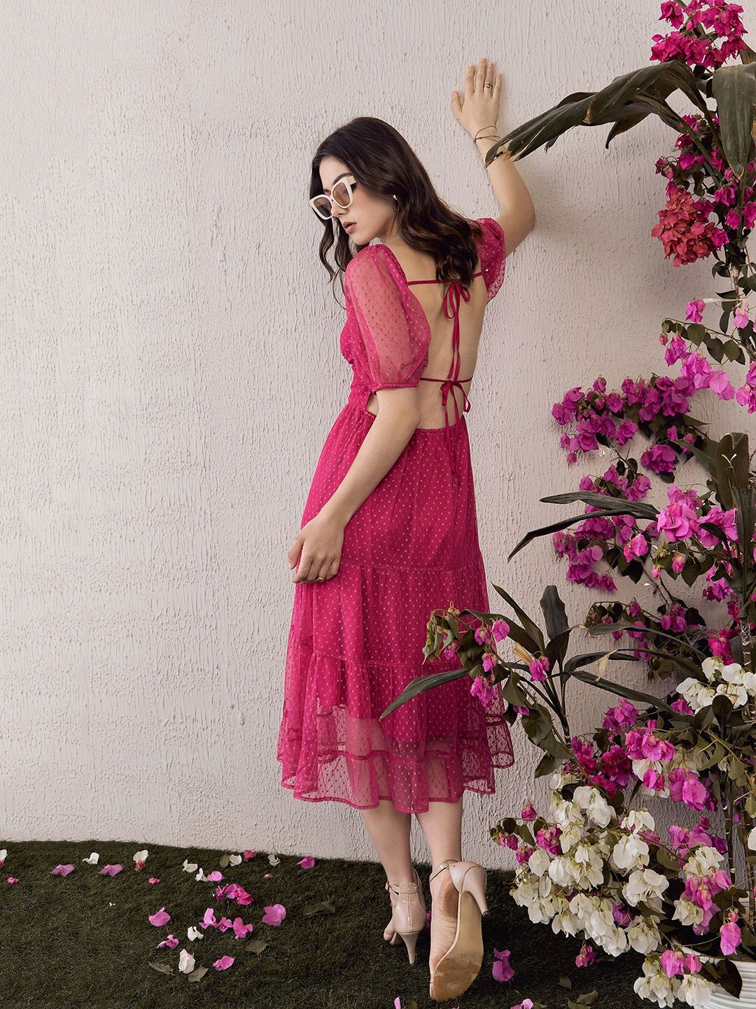 Berrylush Women Floral Ruffled Empire Midi Dress