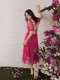 Berrylush Women Floral Ruffled Empire Midi Dress
