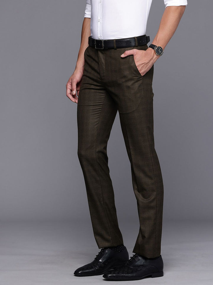 Raymond Men Checked Slim Fit Formal Trousers