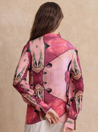 RAREISM Women Round Neck Abstract Print Cotton Top