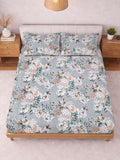 Myntra Elegant Homes Grey & Floral 300 TC King Bedsheet with 2 Pillow Covers