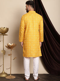 Anouk Mustard Yellow Ethnic Motifs Printed Regular Kurta with Churidar