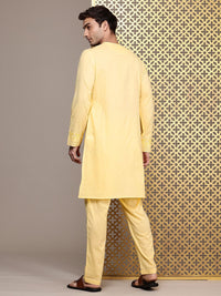 House of Pataudi Men Pure Cotton Jashn Kurta with Trousers