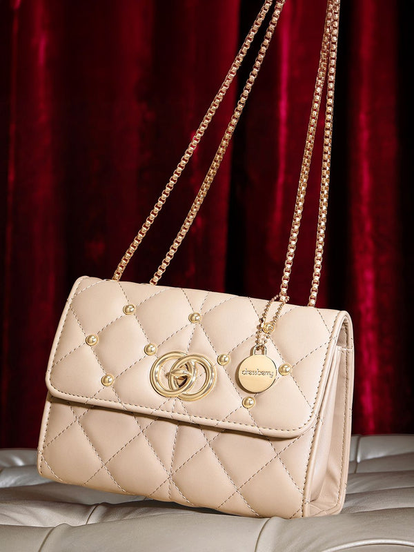 DressBerry Quilted Shoulder Bag with Studded Detail