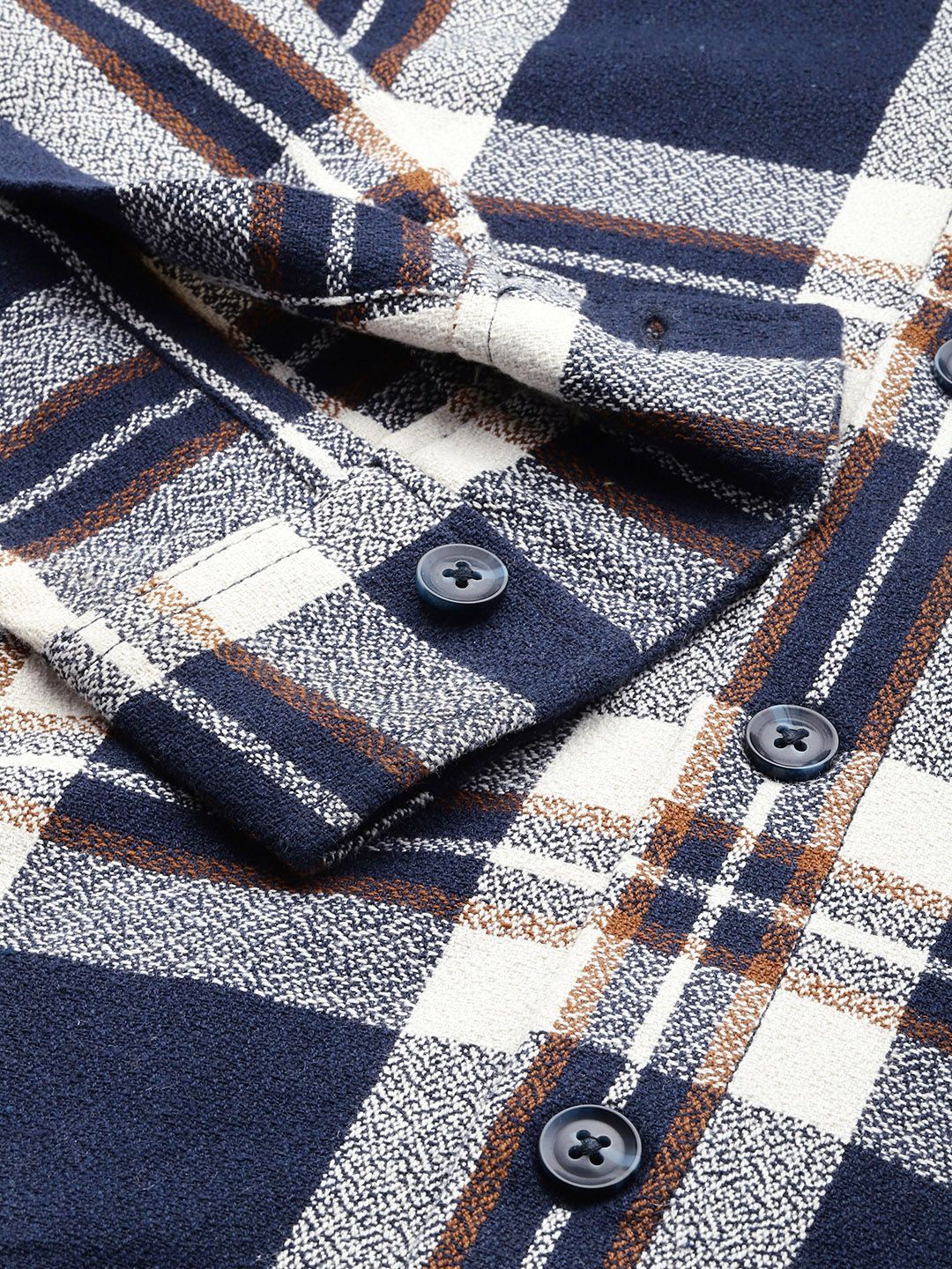 The Indian Garage Co Men Regular Fit Checked Casual Hooded Overshirt