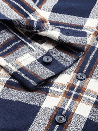 The Indian Garage Co Men Regular Fit Checked Casual Hooded Overshirt