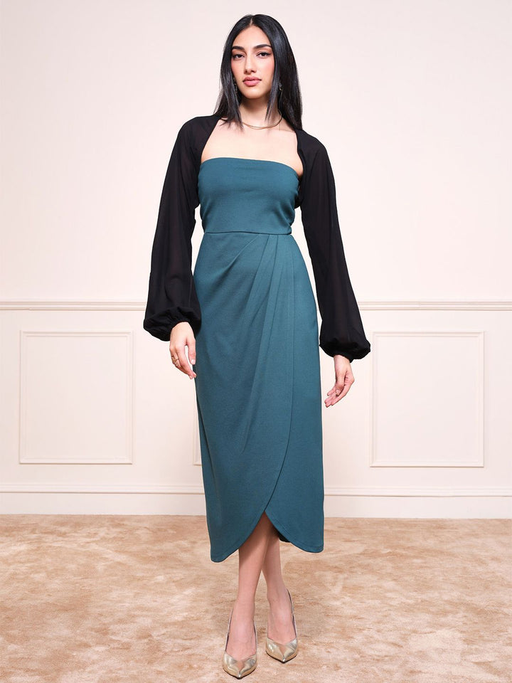 AND Open Front Long Cuffed Sleeves Crop Shrug