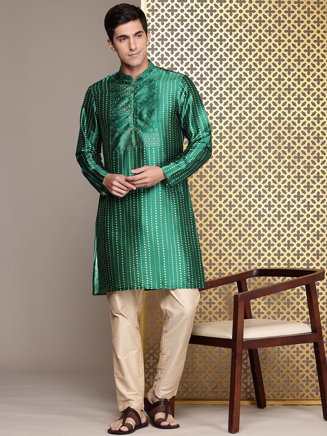 House of Pataudi Jashn Geometric Printed Kurta
